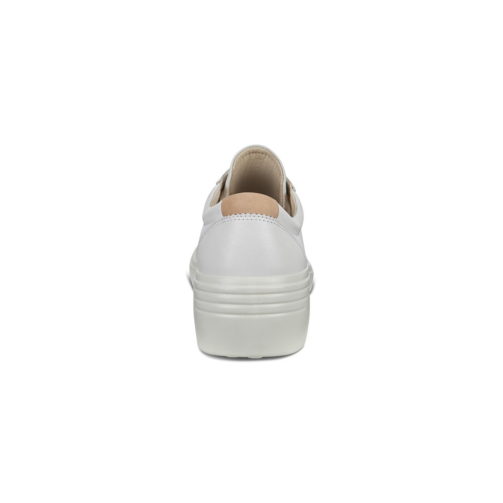 ECCO Sneakersy Damskie - Soft 7 Wedge - Białe - OVLBTZ-427